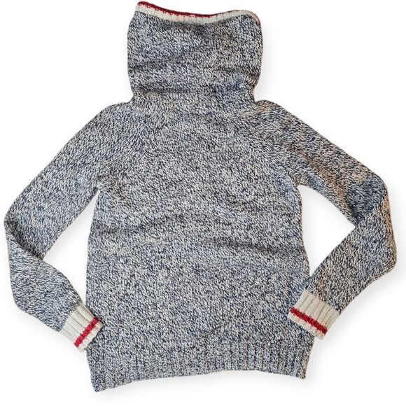 Roots Heathered Grey Cabin Classic Funnel Neck Pullover Sweater - Picture 7 of 9